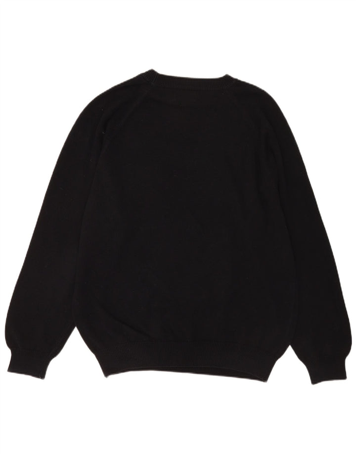 Benetton Mens Crew Neck Jumper Sweater Large Black Cotton