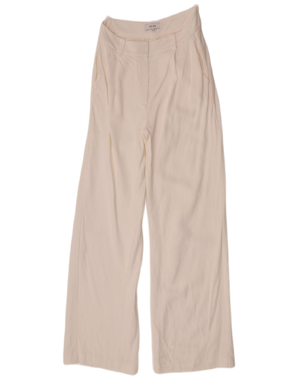 Reiss Womens Wide Leg Casual Trousers UK 10 Small W28 L33 White