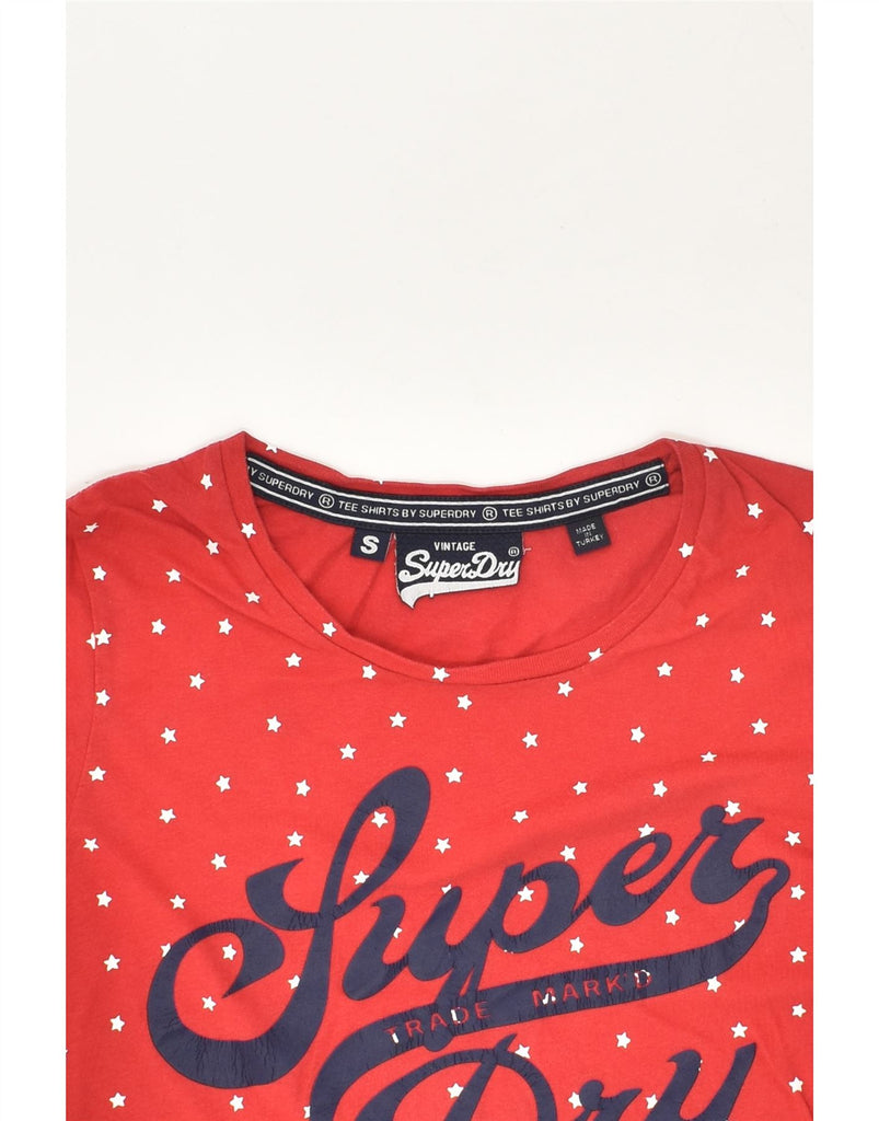 SUPERDRY Womens Vintage Graphic T-Shirt Top UK 10 Small Red Spotted Cotton | Vintage Superdry | Thrift | Second-Hand Superdry | Used Clothing | Messina Hembry 