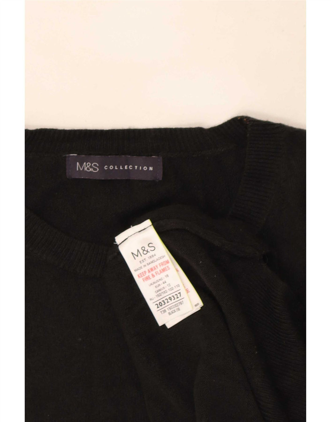 Marks & Spencer Womens Oversized Crew Neck Jumper Sweater UK 16 Large Black
