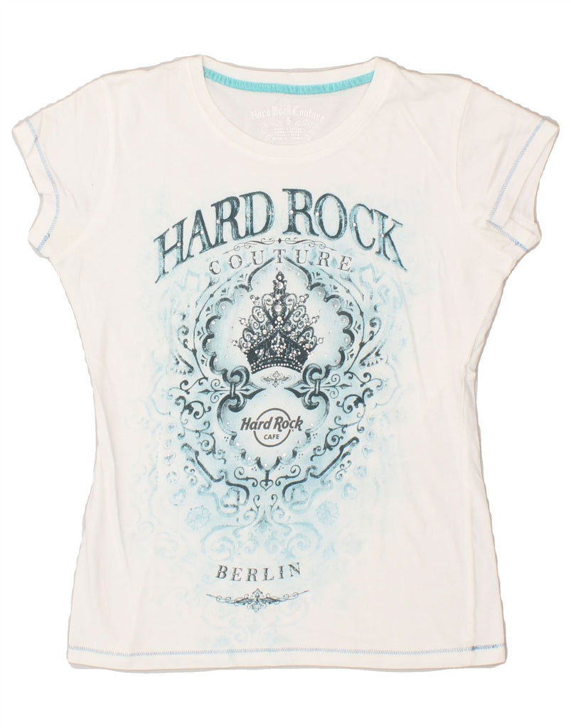 HARD ROCK CAFE Womens Berlin Graphic T-Shirt Top UK 10 Small White Cotton Vintage Hard Rock Cafe and Second-Hand Hard Rock Cafe from Messina Hembry 