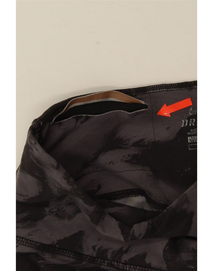 NIKE Womens Dri Fit Leggings UK 14 Large Grey Tie Dye Nylon