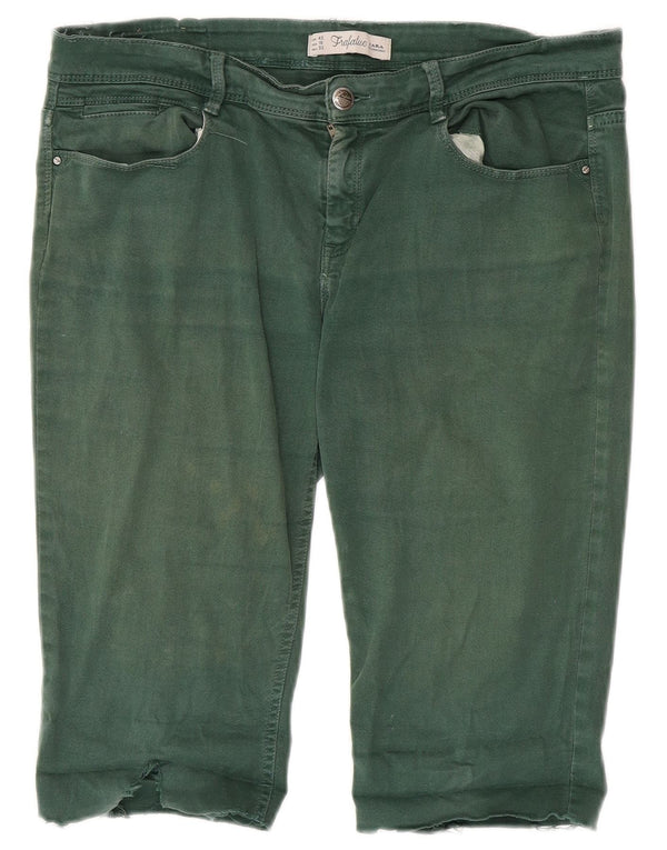 Zara Womens Trafaluc Bermuda Denim Shorts EU 42 Large W32  Green