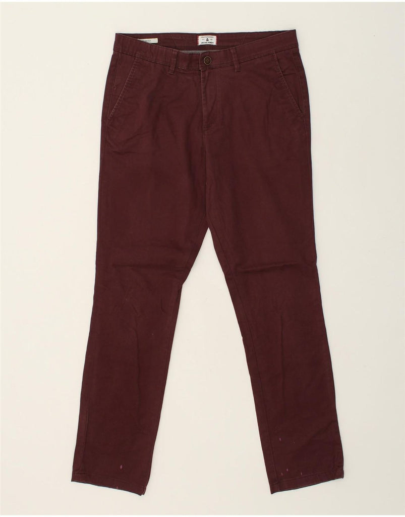 JACK & JONES Mens Slim Chino Trousers W31 L32 Burgundy Cotton | Vintage Jack & Jones | Thrift | Second-Hand Jack & Jones | Used Clothing | Messina Hembry 