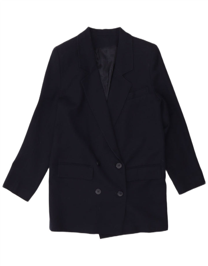 Vintage Womens Double Breasted Blazer Jacket UK 10 Small Navy Blue