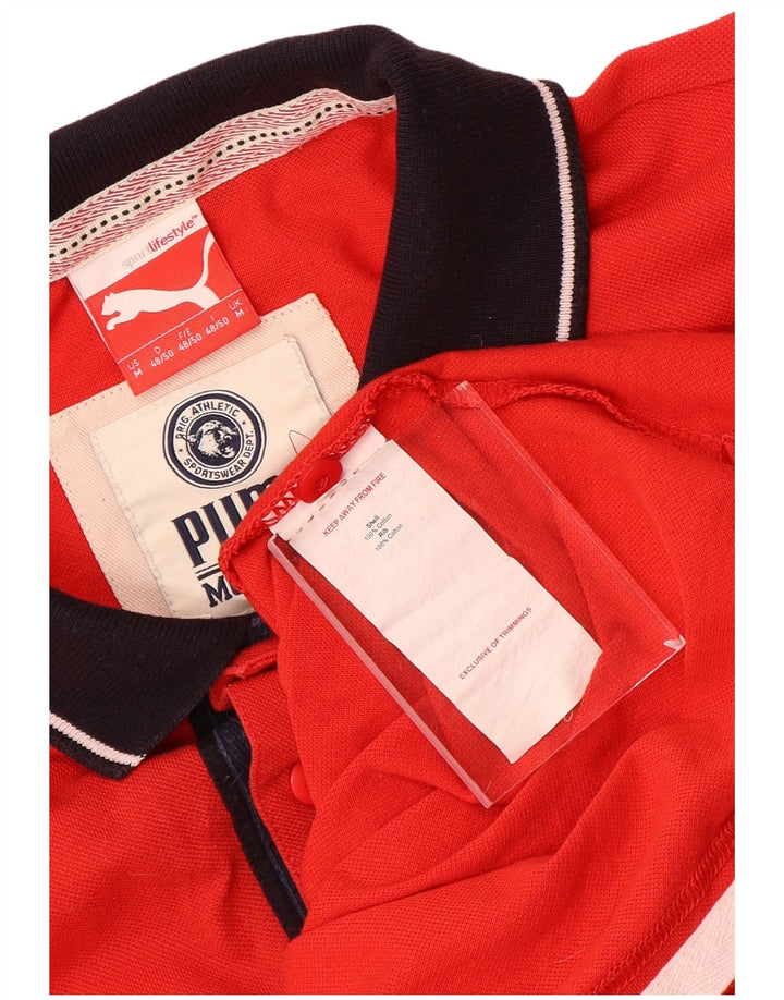 PUMA Mens Rugby Polo Shirt Medium Red Cotton