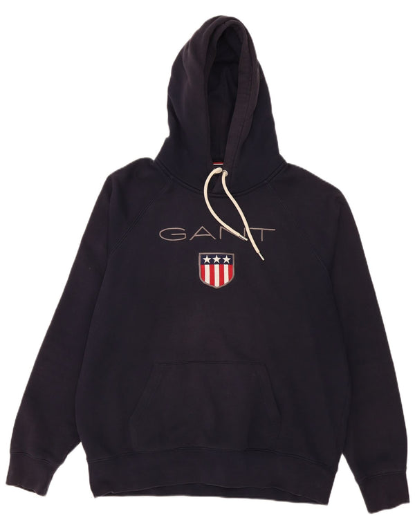 Gant Mens Graphic Hoodie Jumper 2XL Navy Blue Cotton