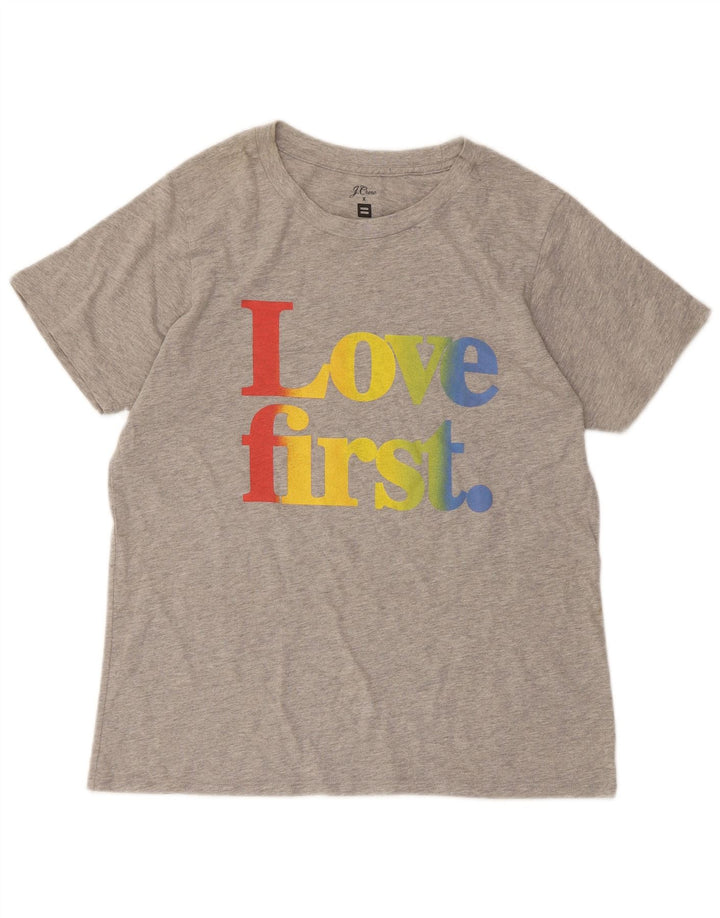 J. CREW Womens Graphic T-Shirt Top UK 14 Large Grey