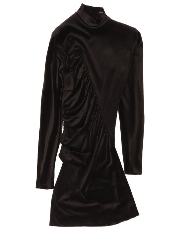 Genny Womens Long Sleeve Velvet Bodycon Dress UK 14 Medium Black Acetate