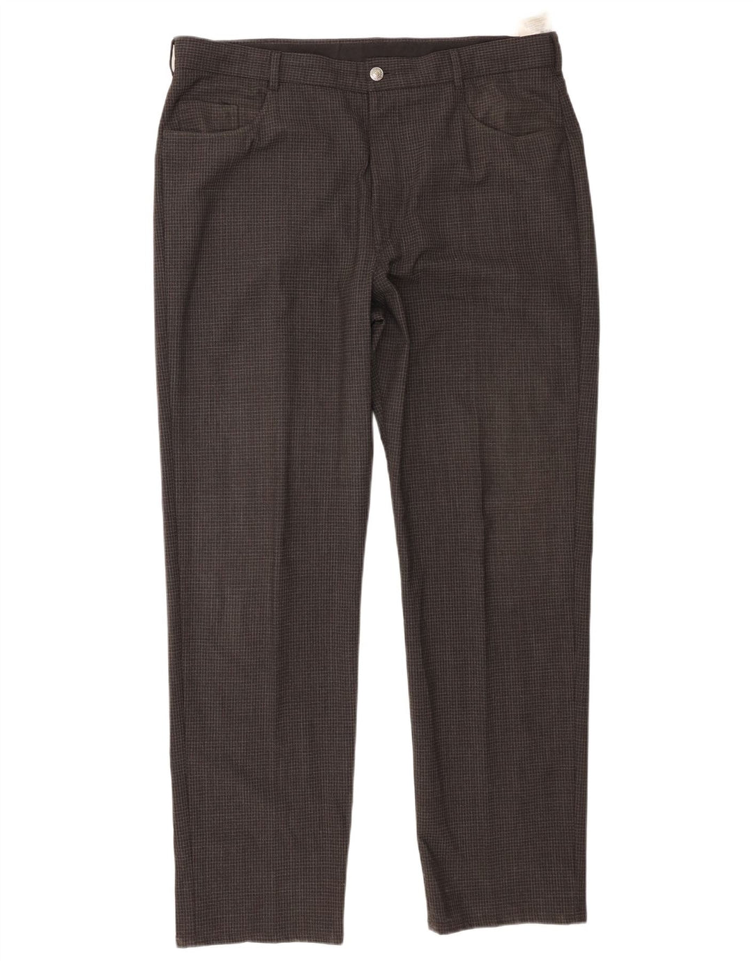 Marks & Spencer Mens Straight Casual Trousers W38 L31 Grey Check Polyester