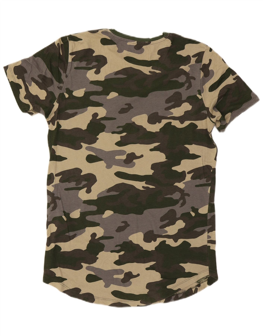 Jack & Jones Mens Graphic T-Shirt Top Medium Green Camouflage Cotton