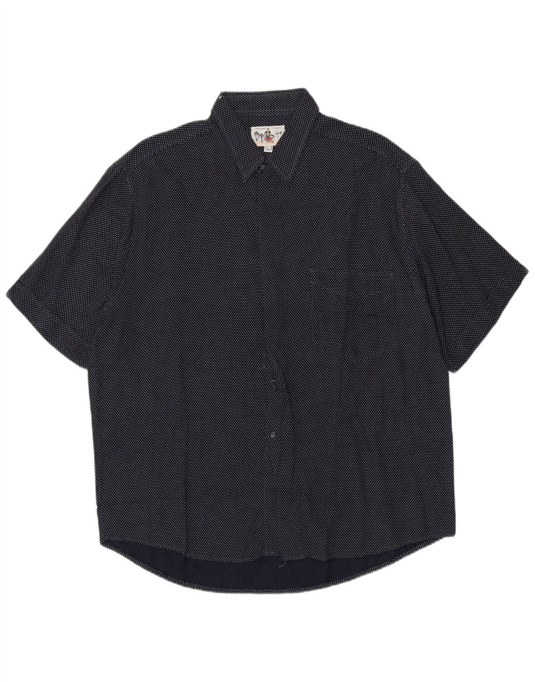 Azzurra Mens Short Sleeve Shirt Large Black Polka Dot Viscose Retro