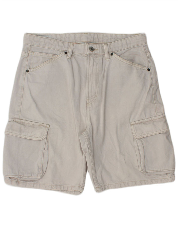 Zara Mens Cargo Shorts EU 44 Large W34  White Cotton