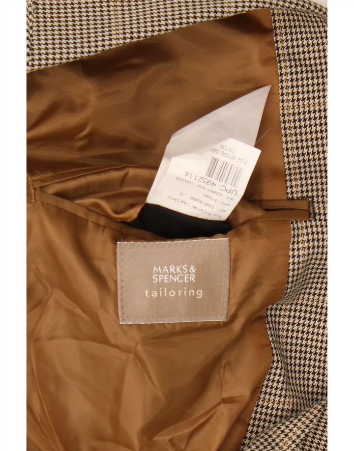 Marks & Spencer Mens 2 Button Blazer Jacket UK 40 Medium Brown Houndstooth