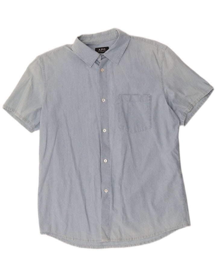 A.P.C Mens Short Sleeve Shirt Medium Blue