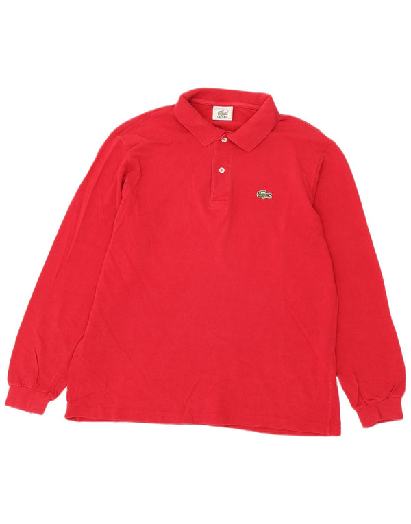 Lacoste Mens Long Sleeve Polo Shirt Size 5 Large Red Cotton