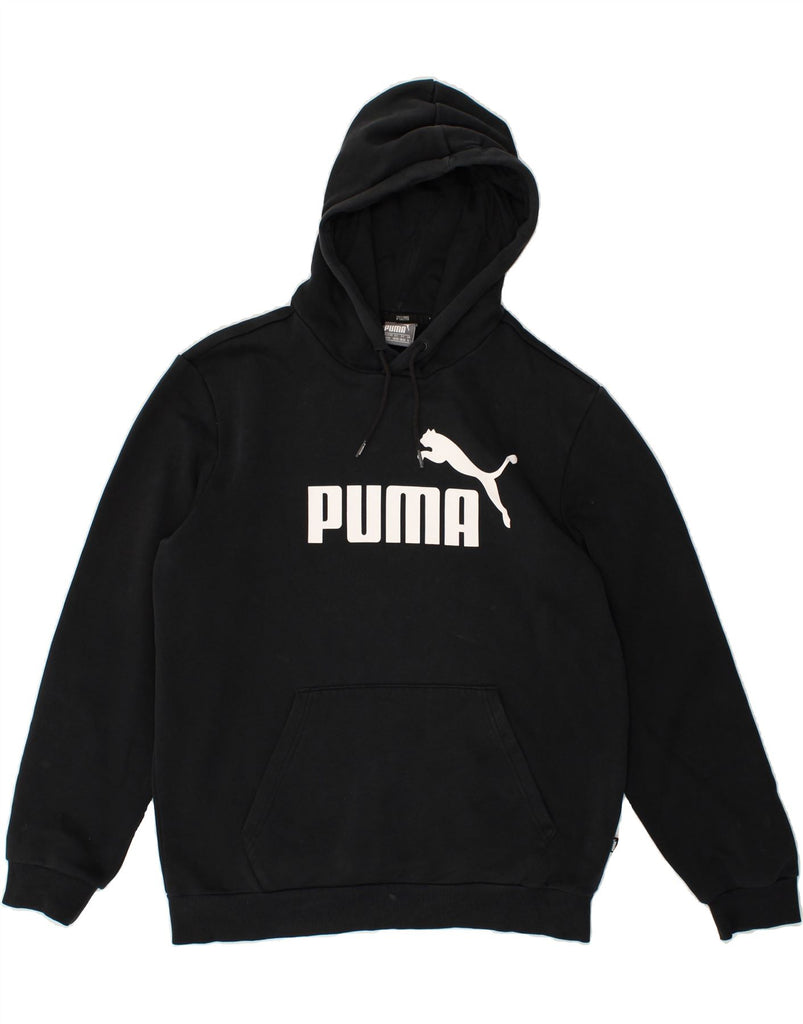 PUMA Mens Graphic Hoodie Jumper Medium Black | Vintage Puma | Thrift | Second-Hand Puma | Used Clothing | Messina Hembry 