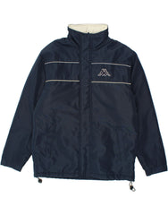 KAPPA Mens Hooded Windbreaker Jacket UK 38 Medium Navy Blue Polyester