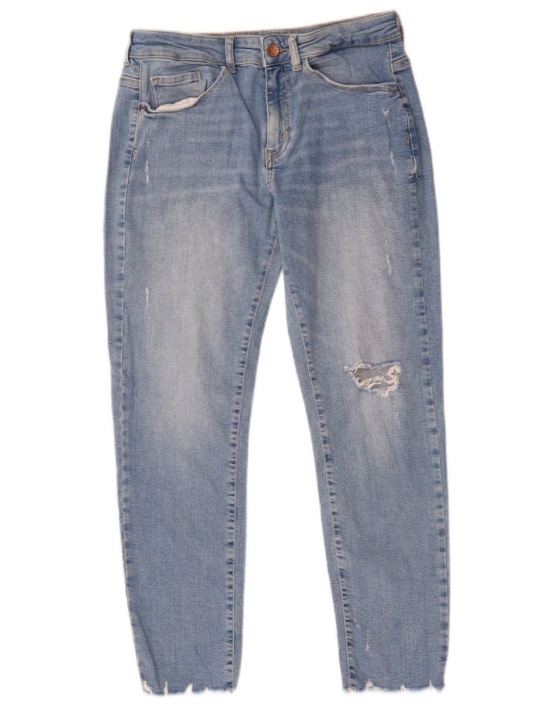 Zara Womens Distressed Cropped Jeans EU 40 Medium W30 L25 Blue Cotton