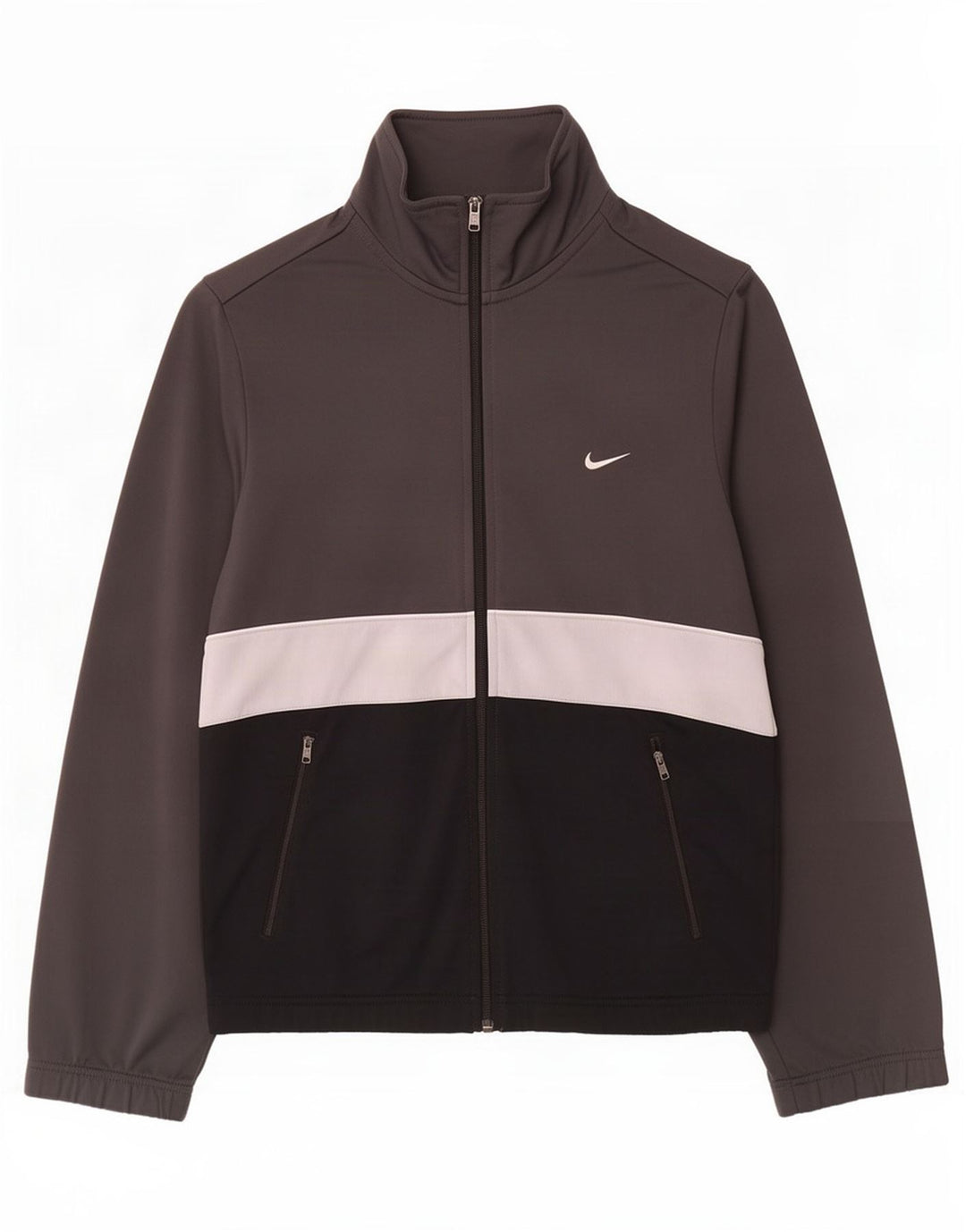 Nike Mens Tracksuit Top Jacket Small Grey Colourblock Polyester