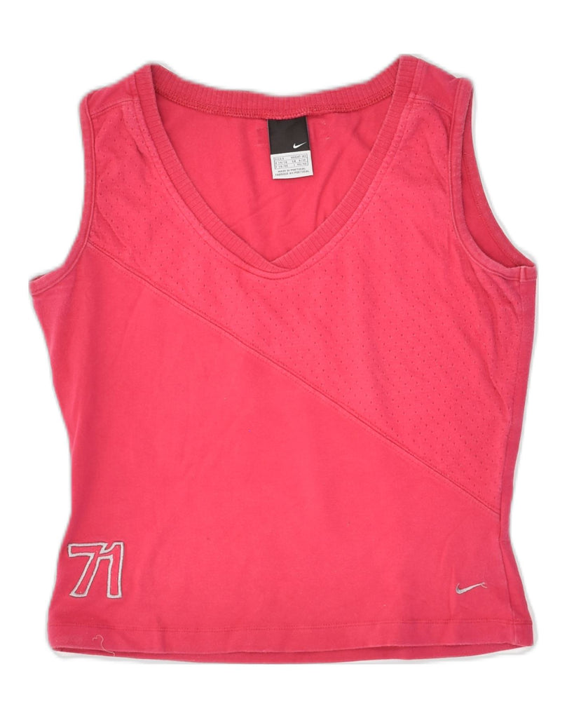 NIKE Womens Studio Graphic Vest Top UK 10 Small Pink Cotton | Vintage Nike | Thrift | Second-Hand Nike | Used Clothing | Messina Hembry 