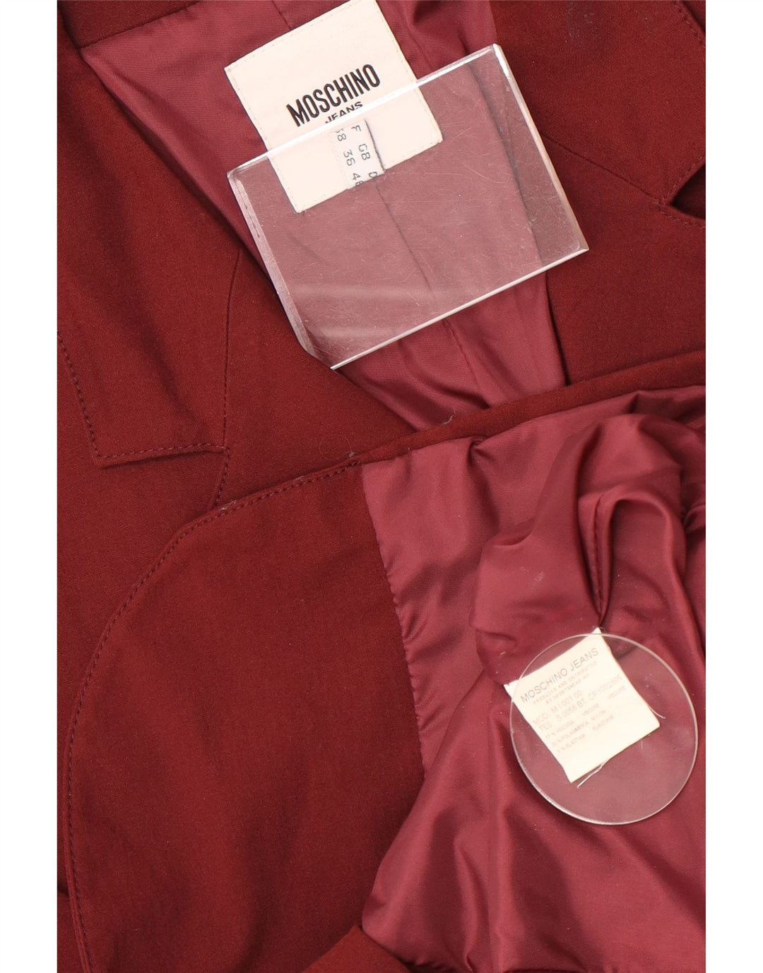 Moschino Mens 3 Button Blazer Jacket UK 36 Small Maroon Viscose