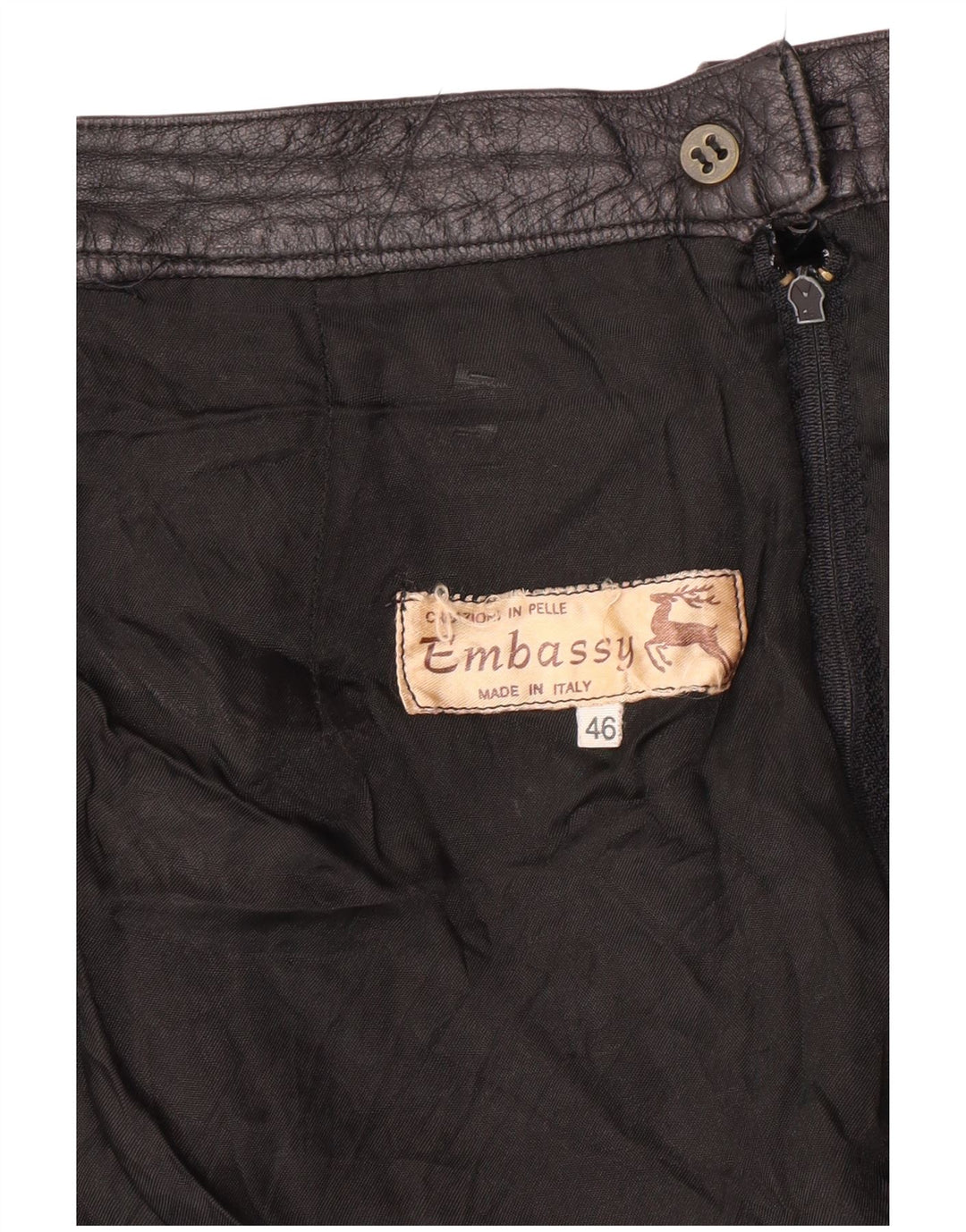 EMBASSY Womens High Waist Leather Skirt IT 46 Large W26 Black Leather