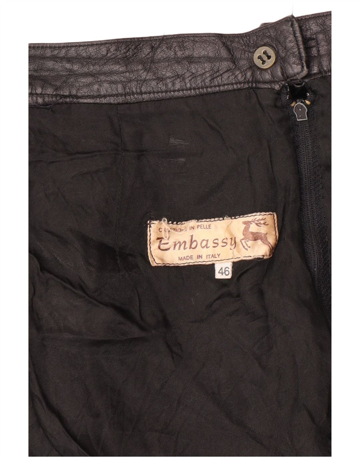 EMBASSY Womens High Waist Leather Skirt IT 46 Large W26 Black Leather