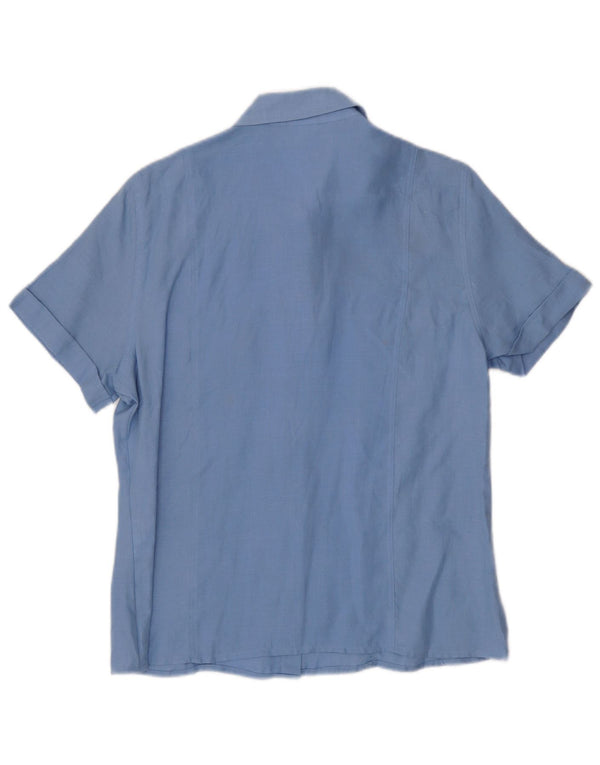 Yessica Womens Short Sleeve Shirt EU 42 Large Blue Linen