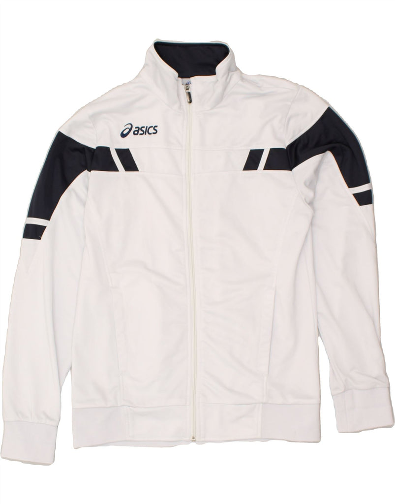 ASICS Womens Tracksuit Top Jacket UK 18 XL White Polyester | Vintage Asics | Thrift | Second-Hand Asics | Used Clothing | Messina Hembry 