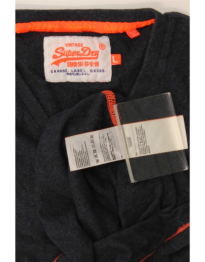 Superdry Mens T-Shirt Top Large Navy Blue Cotton