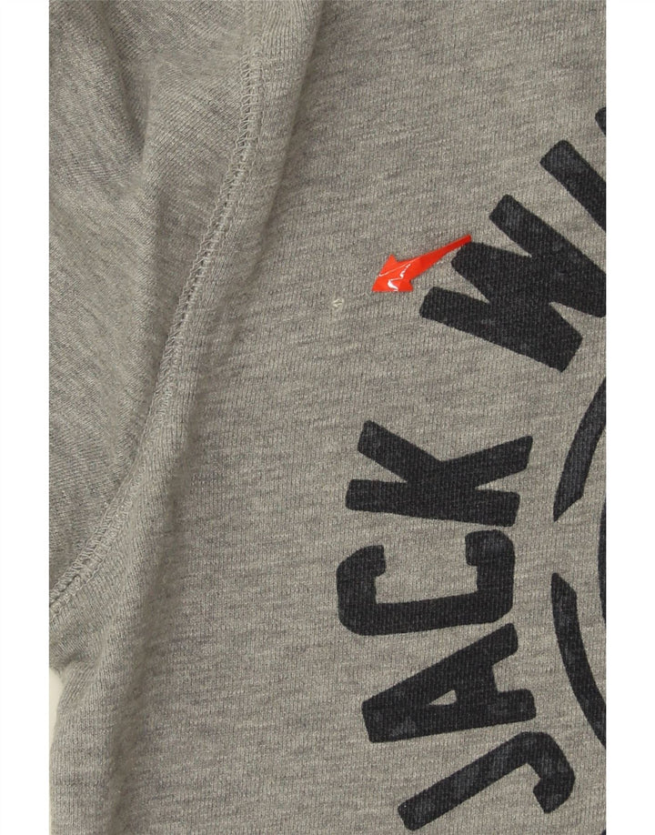JACK WILLS Mens Graphic Zip Hoodie Sweater Small Grey Cotton