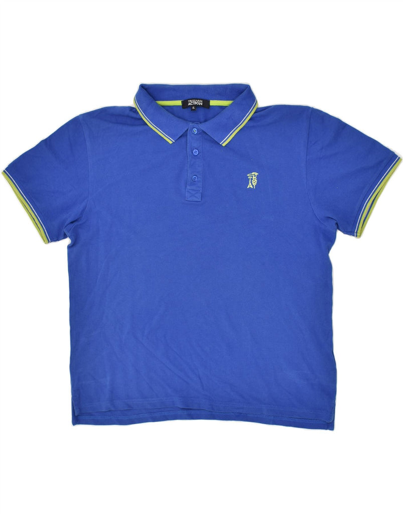 TRUSSARDI Mens Polo Shirt XL Blue Cotton | Vintage Trussardi | Thrift | Second-Hand Trussardi | Used Clothing | Messina Hembry 