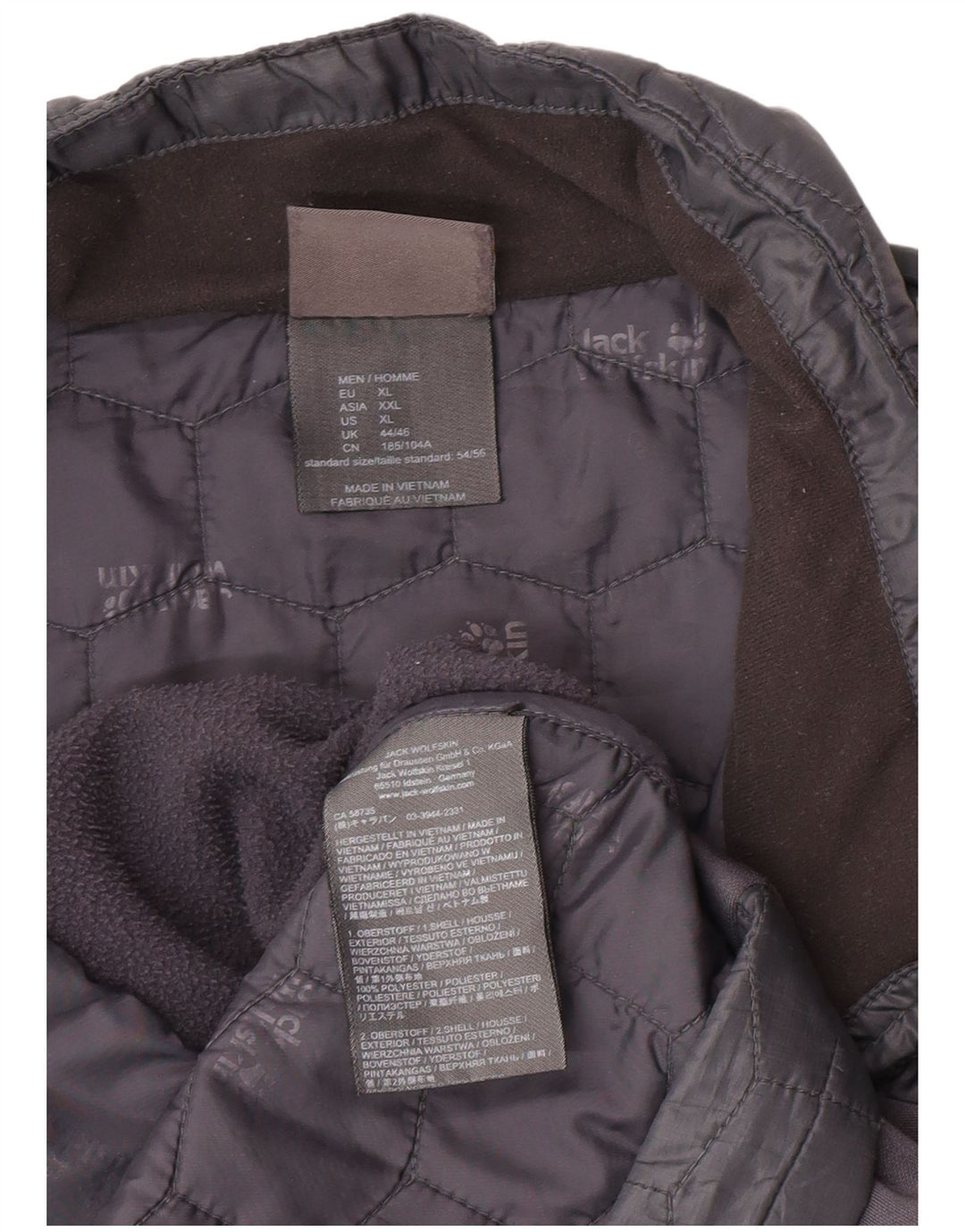 Jack Wolfskin Mens Liner Quilted Jacket UK 44/46 XL Grey Colourblock