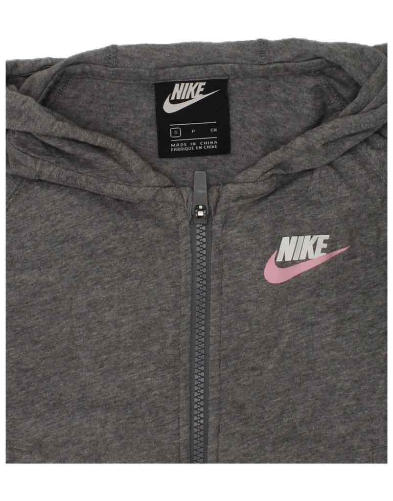 NIKE Girls Zip Hoodie Sweater 8-9 Years Small  Grey Cotton | Vintage Nike | Thrift | Second-Hand Nike | Used Clothing | Messina Hembry 