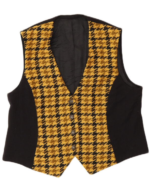 Vintage Womens Waistcoat UK 12 Medium Yellow Colourblock