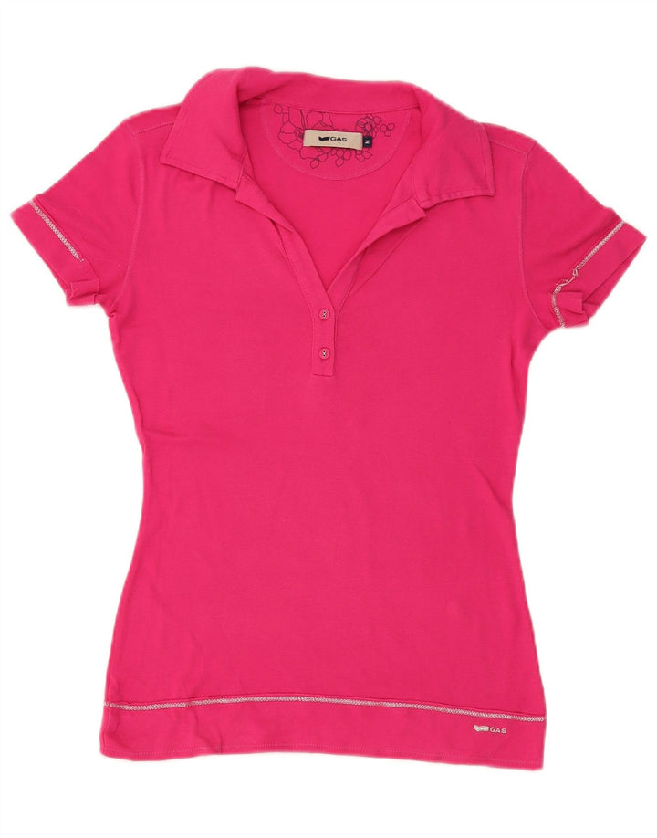 Gas Womens Polo Shirt UK 12 Medium Pink