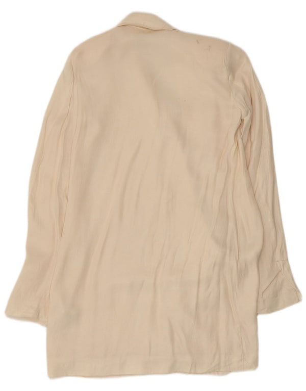 Zara Womens Overcoat UK 6 XS Off White Viscose