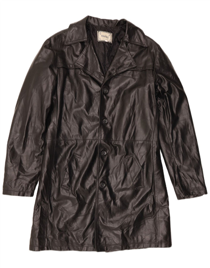 Vintage Mens Leather Coat UK 42 XL Black Leather
