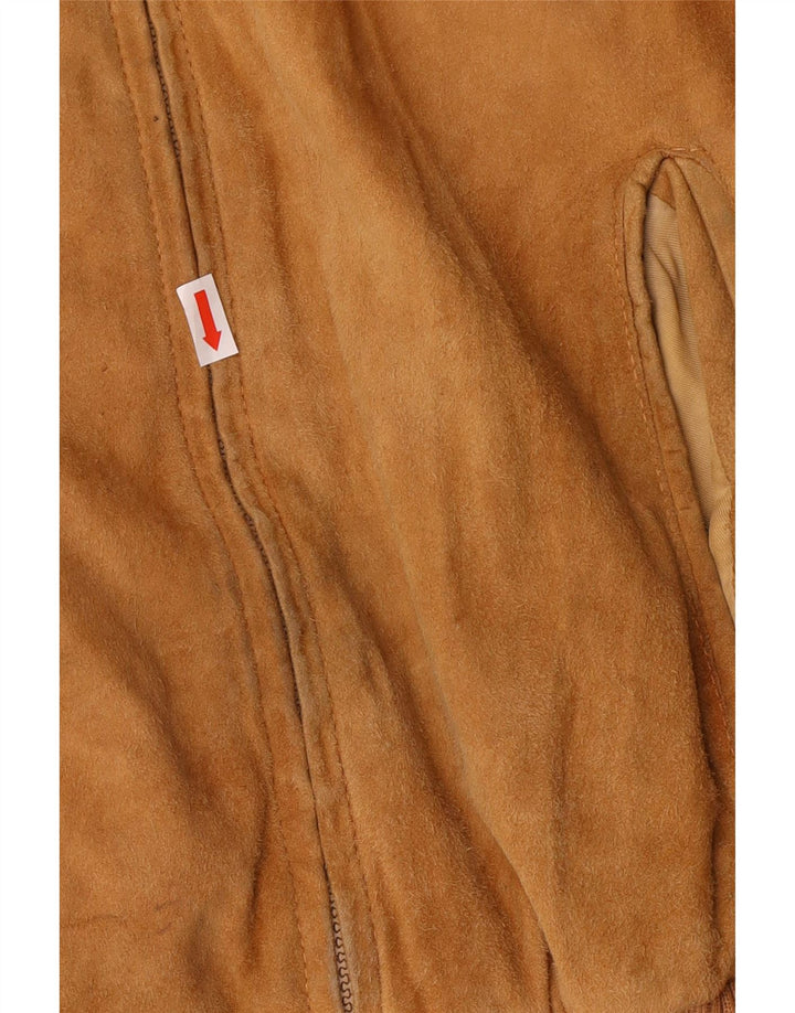 Vintage Mens Suede Bomber Jacket UK 42 XL Brown Leather