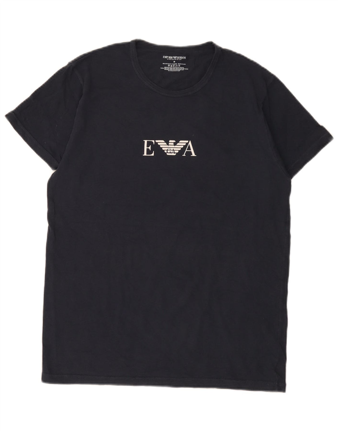 Emporio Armani Mens Graphic T-Shirt Top Medium Navy Blue