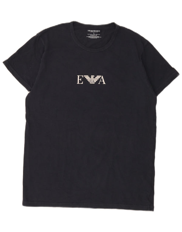 Emporio Armani Mens Graphic T-Shirt Top Medium Navy Blue