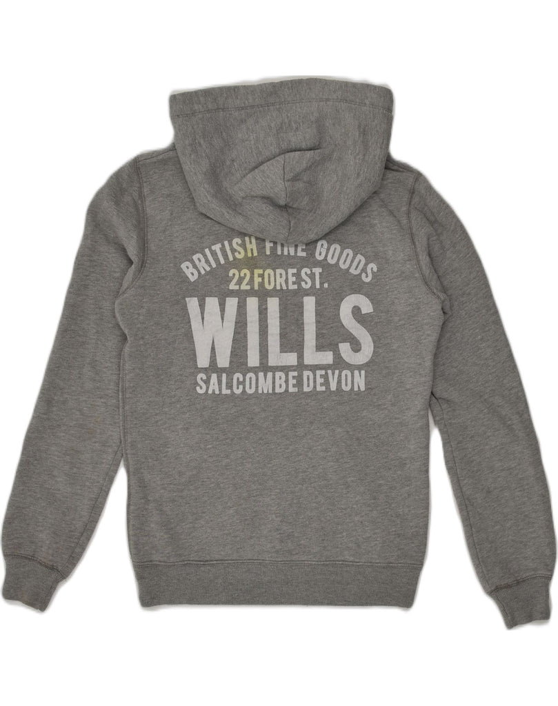 JACK WILLS Womens Graphic Hoodie Jumper UK 8 Small Grey Cotton | Vintage Jack Wills | Thrift | Second-Hand Jack Wills | Used Clothing | Messina Hembry 