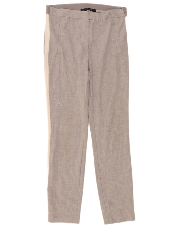 Zara Womens Slim Chino Trousers Small W26 L27 Grey Colourblock