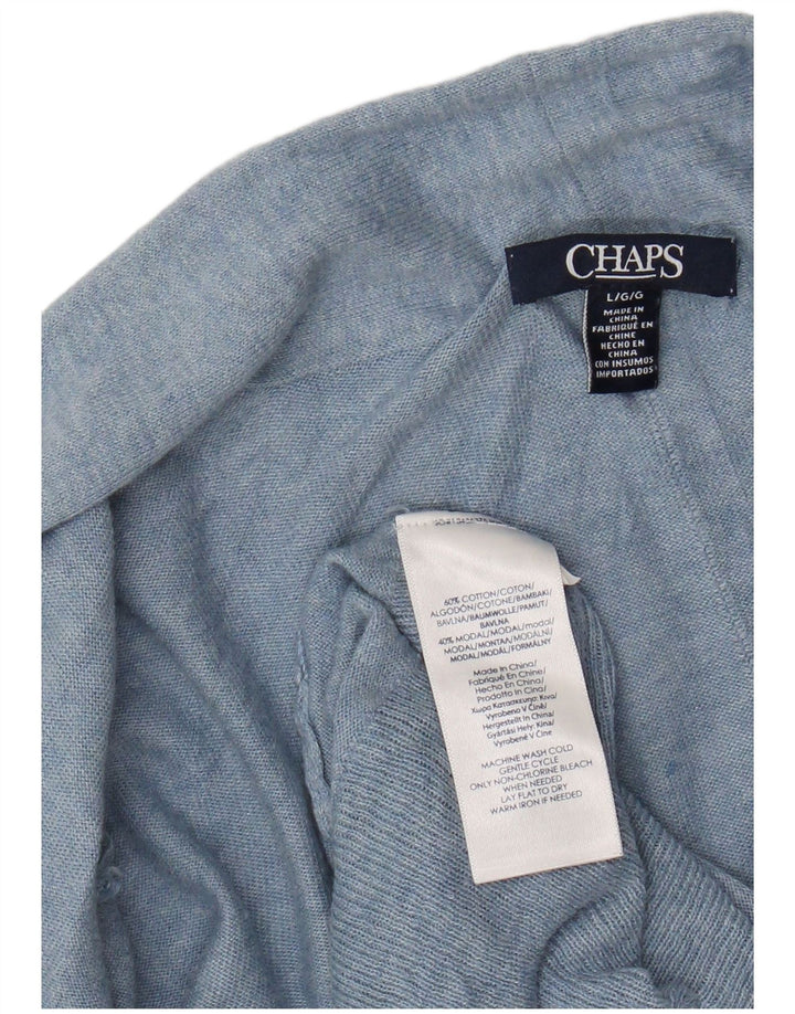 CHAPS Womens Longline Open Cardigan Sweater UK 16 Large Blue Cotton