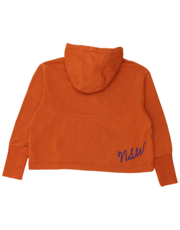 Nike Womens Oversized Hoodie Jumper UK 14 Medium Orange Cotton