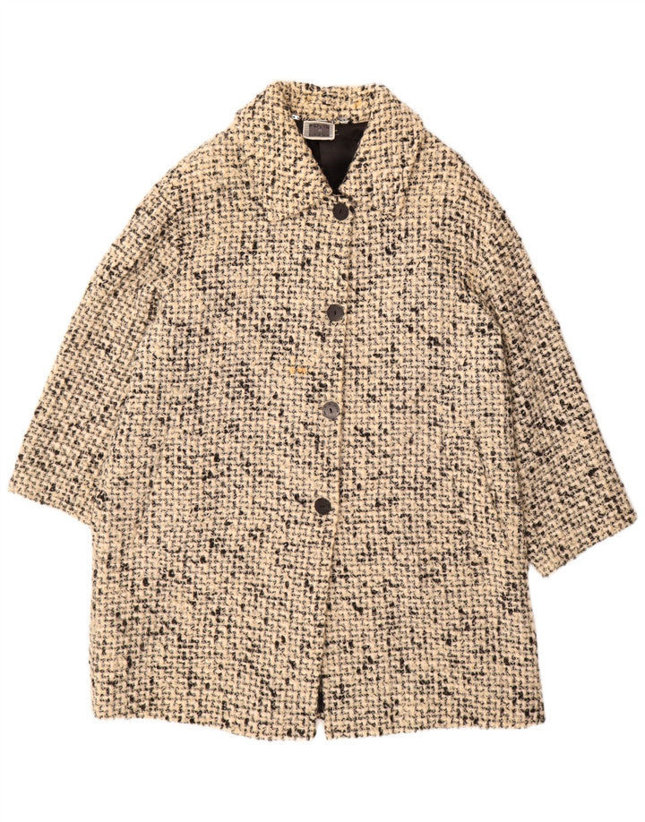 PERTE BY KRIZIA Womens Oversized Overcoat Size 21 Medium Beige Flecked