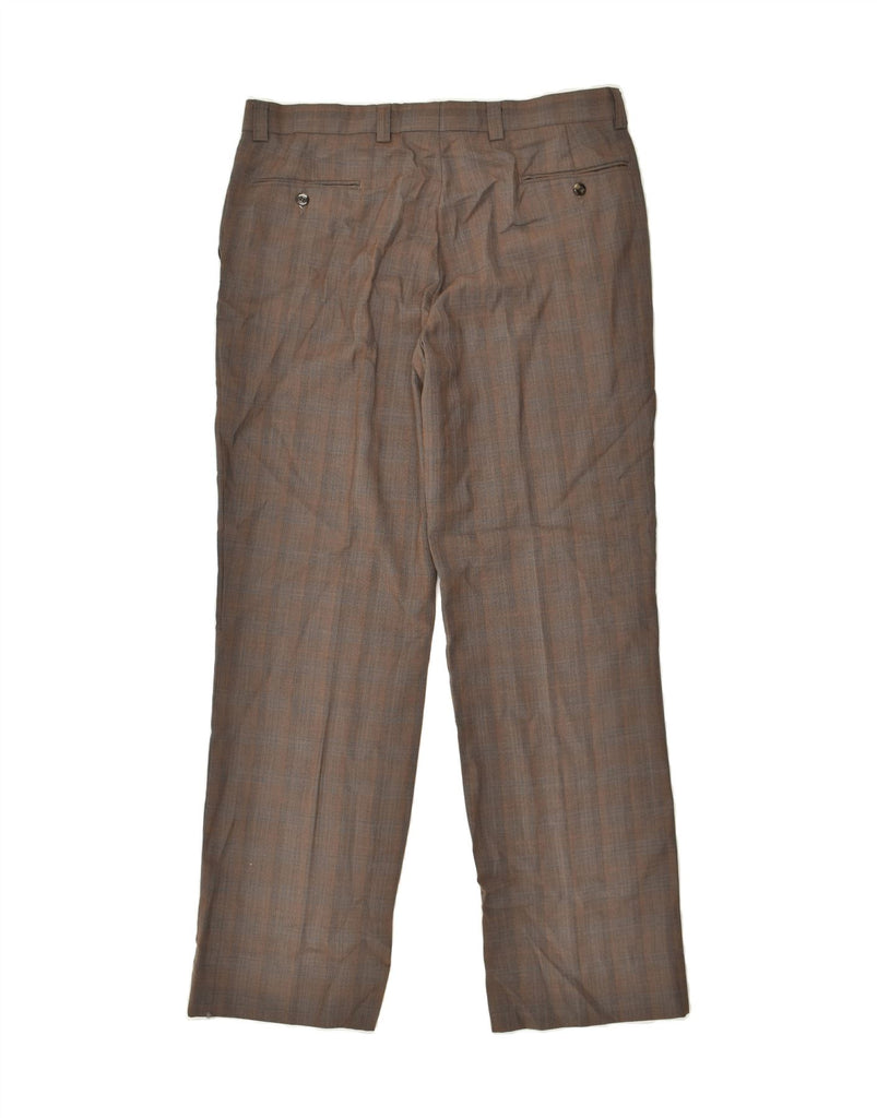 PIERRE CARDIN Mens Straight Chino Trousers W36 L32 Brown Check Polyester | Vintage Pierre Cardin | Thrift | Second-Hand Pierre Cardin | Used Clothing | Messina Hembry 
