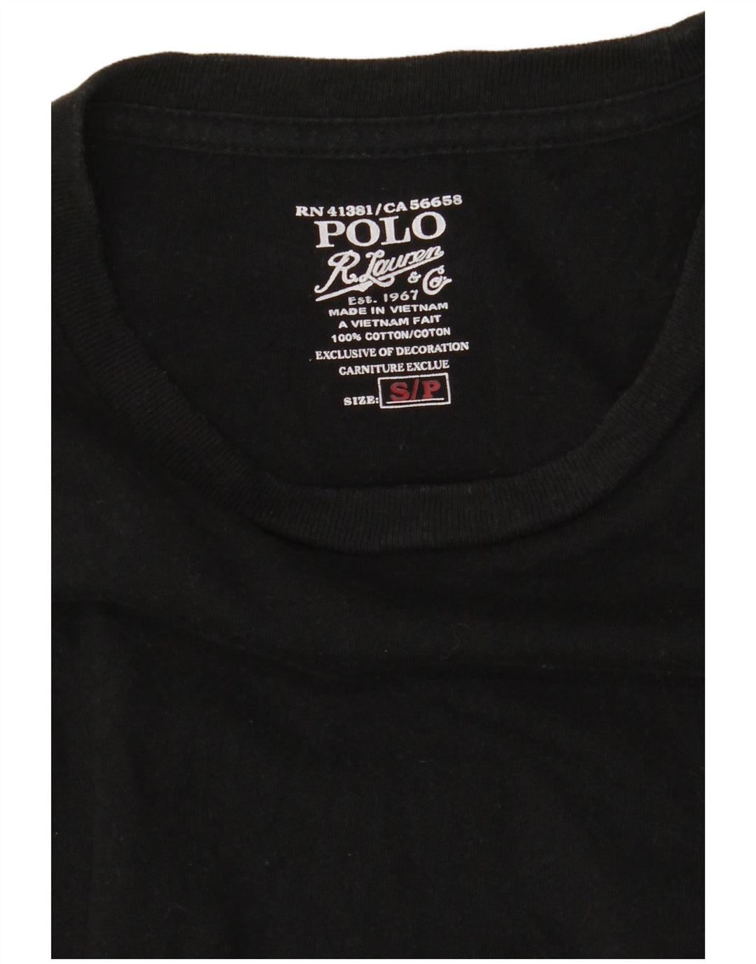 POLO RALPH LAUREN Mens T-Shirt Top Small Black Cotton