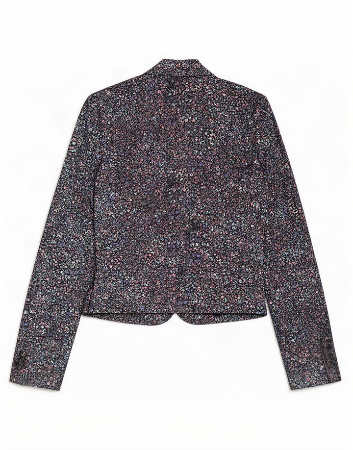 Monsoon Womens Bolero Jacket UK 12 Medium Black Floral Cotton